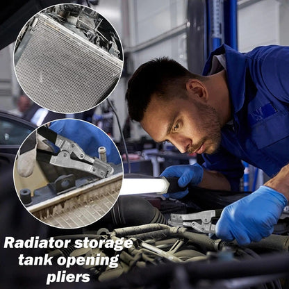 1 pieza, alicates universales de reparación de tanques de radiador de aluminio con resorte elástico, herramienta manual de apertura de tanques de agua para reparación de radiadores de vehículos, resortes
