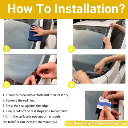 Sello de goma para parabrisas de coche, tira de sellado para parabrisas de coche, sello universal para ventana de coche, accesorios exteriores para parabrisas de techo de coche, fácil de instalar, prevención de fugas de agua