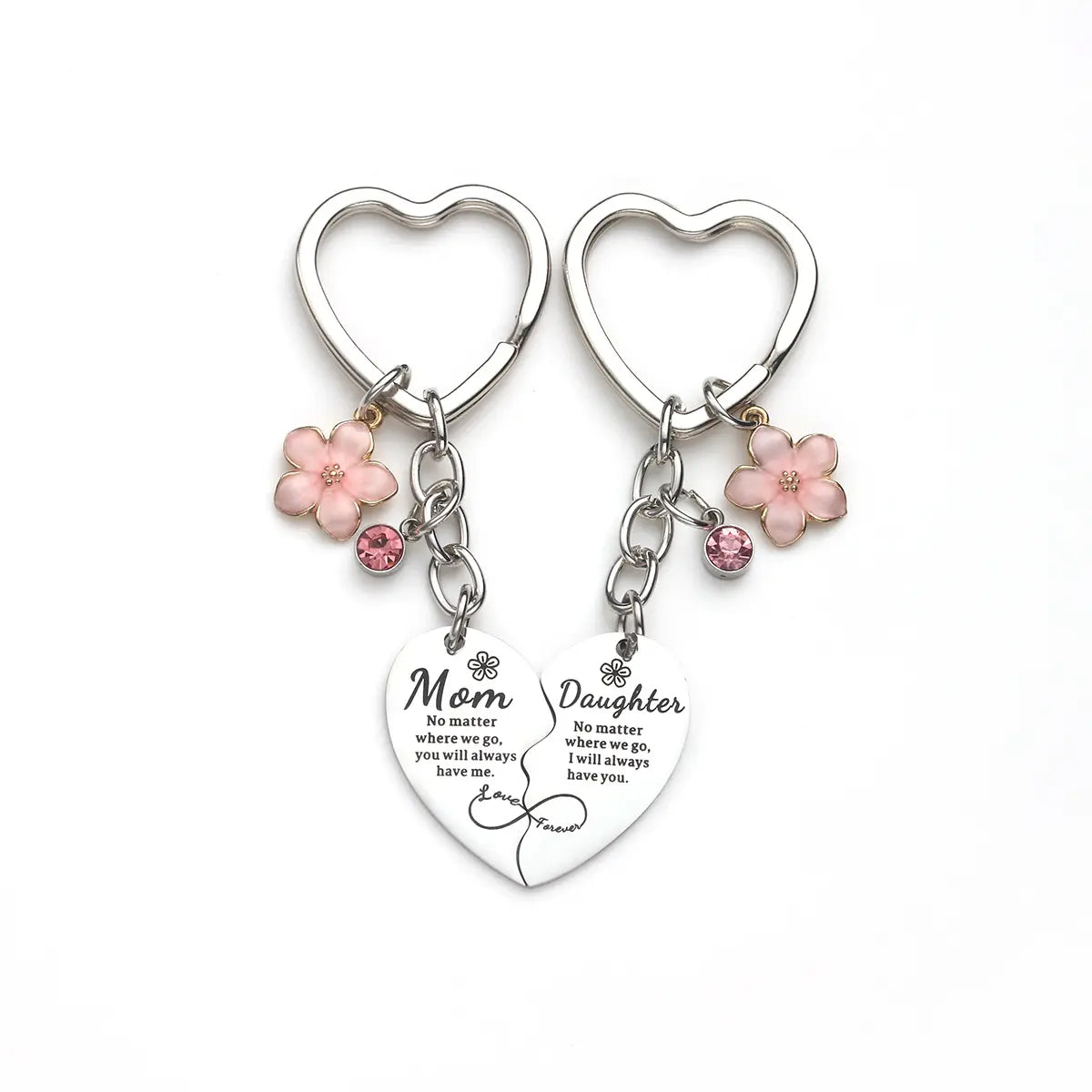 Juego de 2 llaveros con diseño de corazón a juego para madre/padre e hija, regalo para mamá, regalo del Día de la Madre de parte de su hija