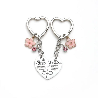 Juego de 2 llaveros con diseño de corazón a juego para madre/padre e hija, regalo para mamá, regalo del Día de la Madre de parte de su hija