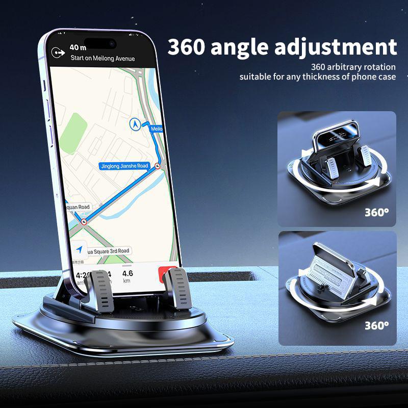 Soporte de teléfono para coche con rotación de 360 grados, adecuado para navegación GPS en salpicadero, ajuste horizontal y vertical de la pantalla, soporte para teléfono móvil antideslizante con ventosa, apto para iPhone y Android