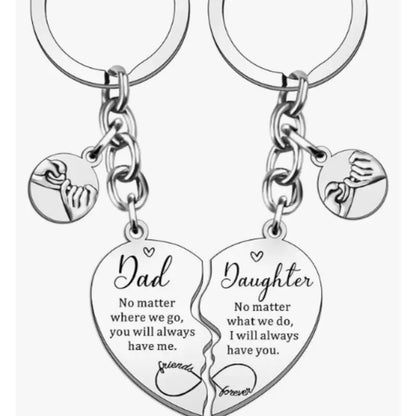 Juego de 2 llaveros con diseño de corazón a juego para madre/padre e hija, regalo para mamá, regalo del Día de la Madre de parte de su hija