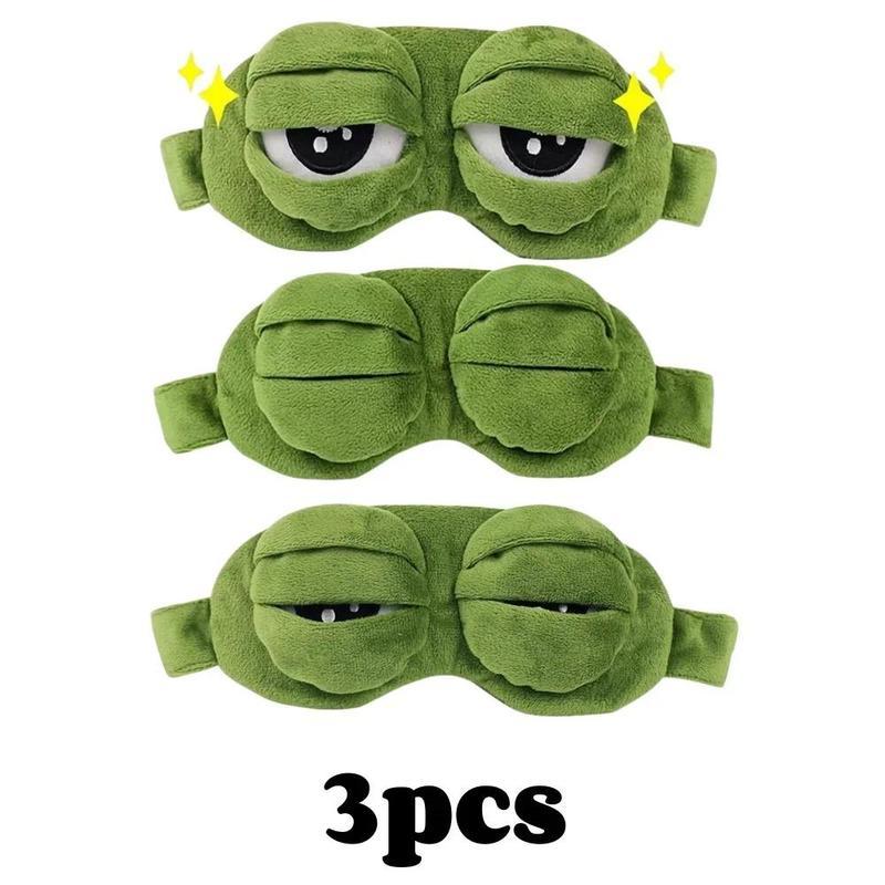 Máscara de ojos de rana en 3D, antifaz suave y adorable con diseño 3D, venda hipoalergénica y portátil para viajes y siestas, regalos originales para adultos