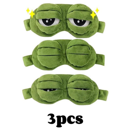 Máscara de ojos de rana en 3D, antifaz suave y adorable con diseño 3D, venda hipoalergénica y portátil para viajes y siestas, regalos originales para adultos