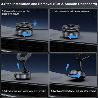 Soporte magnético universal para teléfono de coche con ventosa de succión fuerte para todos los teléfonos inteligentes y vehículos, diseño plegable, funciona en salpicaderos, gimnasios y espejos de baño