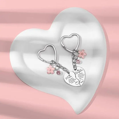 Juego de 2 llaveros con diseño de corazón a juego para madre/padre e hija, regalo para mamá, regalo del Día de la Madre de parte de su hija