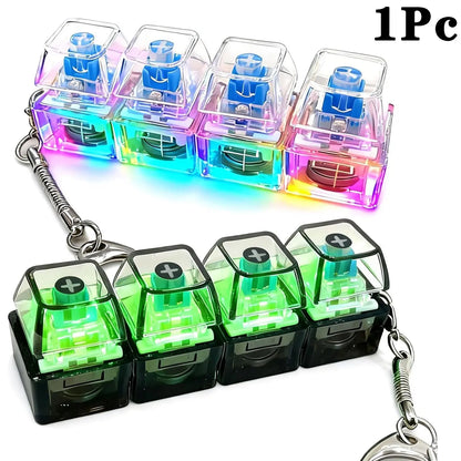 Llavero antiestrés con teclado luminoso, botón de descompresión 4 en 1, regalo antiestrés, color transparente, 1 unidad
