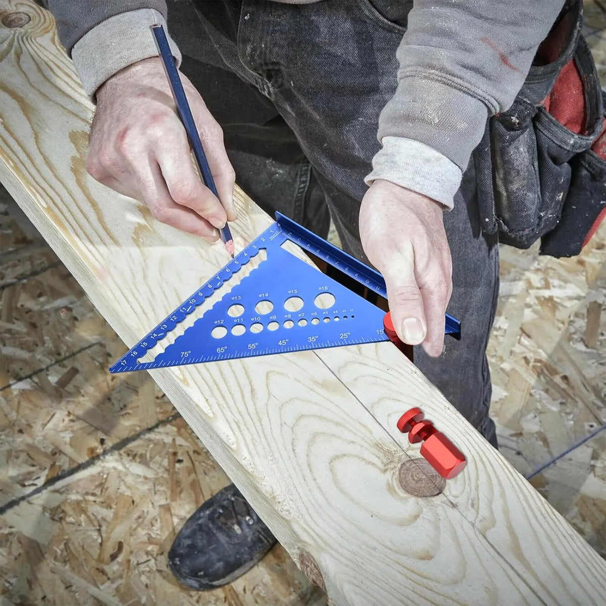 Calibradores de escalera largos para escuadra de carpintero con soporte y gancho, plantilla de trazado para escuadra rápida, topes para escuadras de carpintería y sierra circular