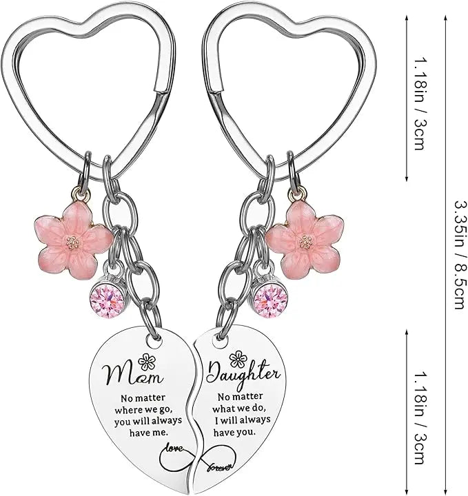 Juego de 2 llaveros con diseño de corazón a juego para madre/padre e hija, regalo para mamá, regalo del Día de la Madre de parte de su hija