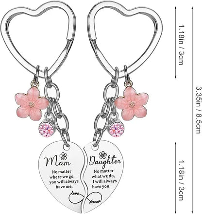 Juego de 2 llaveros con diseño de corazón a juego para madre/padre e hija, regalo para mamá, regalo del Día de la Madre de parte de su hija