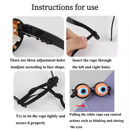 Gafas divertidas y originales, juguete de broma creativo, regalo de Pascua, Navidad y cumpleaños, accesorio novedoso y gracioso, accesorio para juegos, adecuado para artículos de fiesta, adecuado para ojos de dibujos animados de Halloween para niños