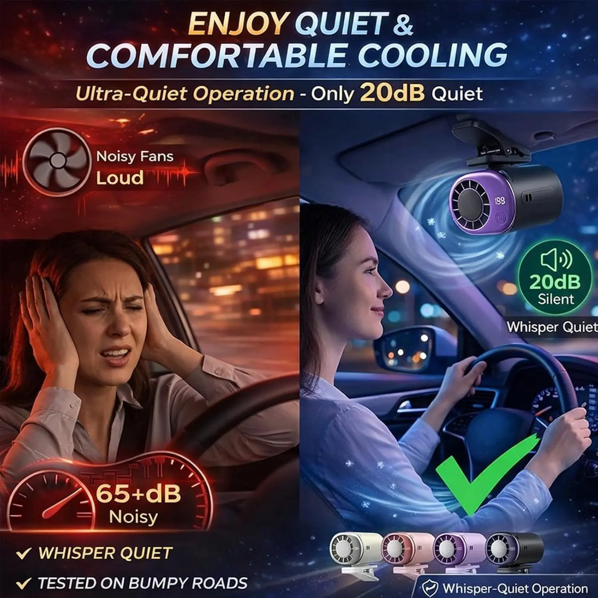 Ventilador de aire acondicionado con clip para coche, modelo 2026, con pantalla LED, rotación de 360°, sistema de refrigeración portátil mini para vehículos, recargable por USB, 199 velocidades ajustables, semicooling de 16℃ y abrazadera ancha