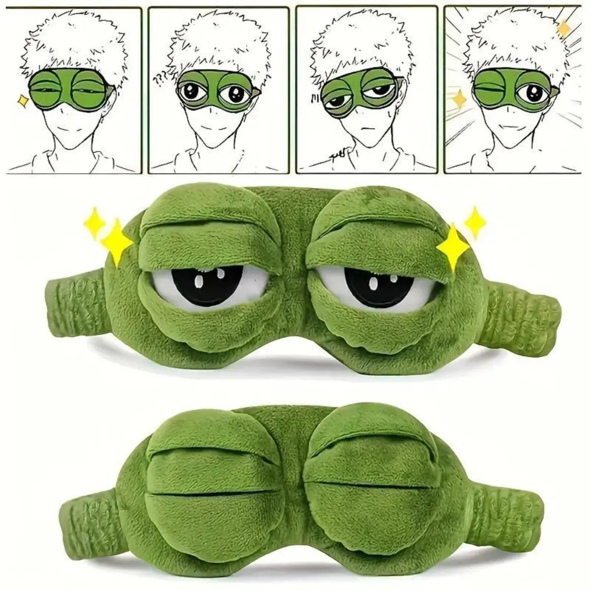 Máscara de ojos de rana en 3D, antifaz suave y adorable con diseño 3D, venda hipoalergénica y portátil para viajes y siestas, regalos originales para adultos