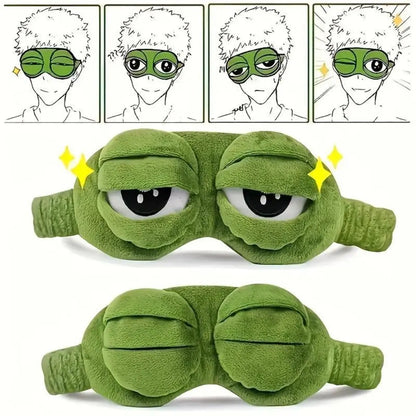 Máscara de ojos de rana en 3D, antifaz suave y adorable con diseño 3D, venda hipoalergénica y portátil para viajes y siestas, regalos originales para adultos