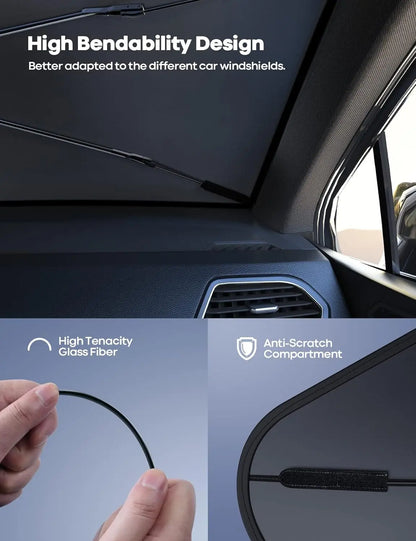 Parasol portátil para parabrisas de coche, paraguas plegable para refrigeración de parabrisas de coche para uso diario, accesorios exteriores para coche, parasoles para ventanas de coche