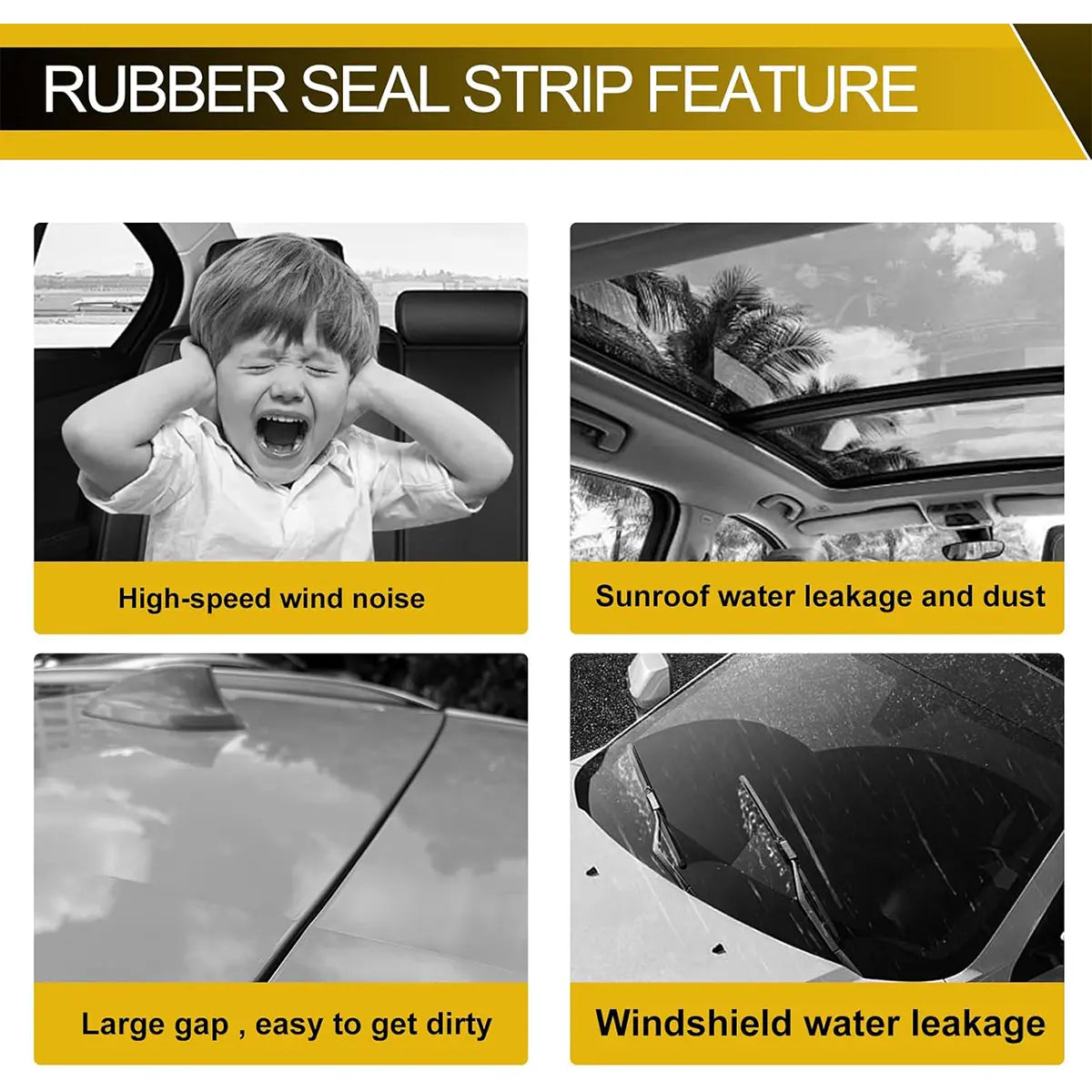 Sello de goma para parabrisas de coche, tira de sellado para parabrisas de coche, sello universal para ventana de coche, accesorios exteriores para parabrisas de techo de coche, fácil de instalar, prevención de fugas de agua