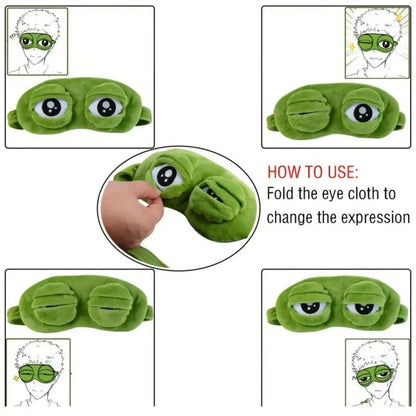 Máscara de ojos de rana en 3D, antifaz suave y adorable con diseño 3D, venda hipoalergénica y portátil para viajes y siestas, regalos originales para adultos
