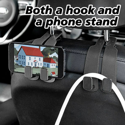Paquete de 4 ganchos para reposacabezas de asiento de coche, ganchos dobles mejorados para el respaldo del asiento para juguetes de niños, sombreros, mascarillas y gafas de sol, de piel sintética suave y delicada