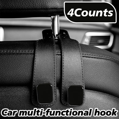 Paquete de 4 ganchos para reposacabezas de asiento de coche, ganchos dobles mejorados para el respaldo del asiento para juguetes de niños, sombreros, mascarillas y gafas de sol, de piel sintética suave y delicada