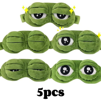 Máscara de ojos de rana en 3D, antifaz suave y adorable con diseño 3D, venda hipoalergénica y portátil para viajes y siestas, regalos originales para adultos