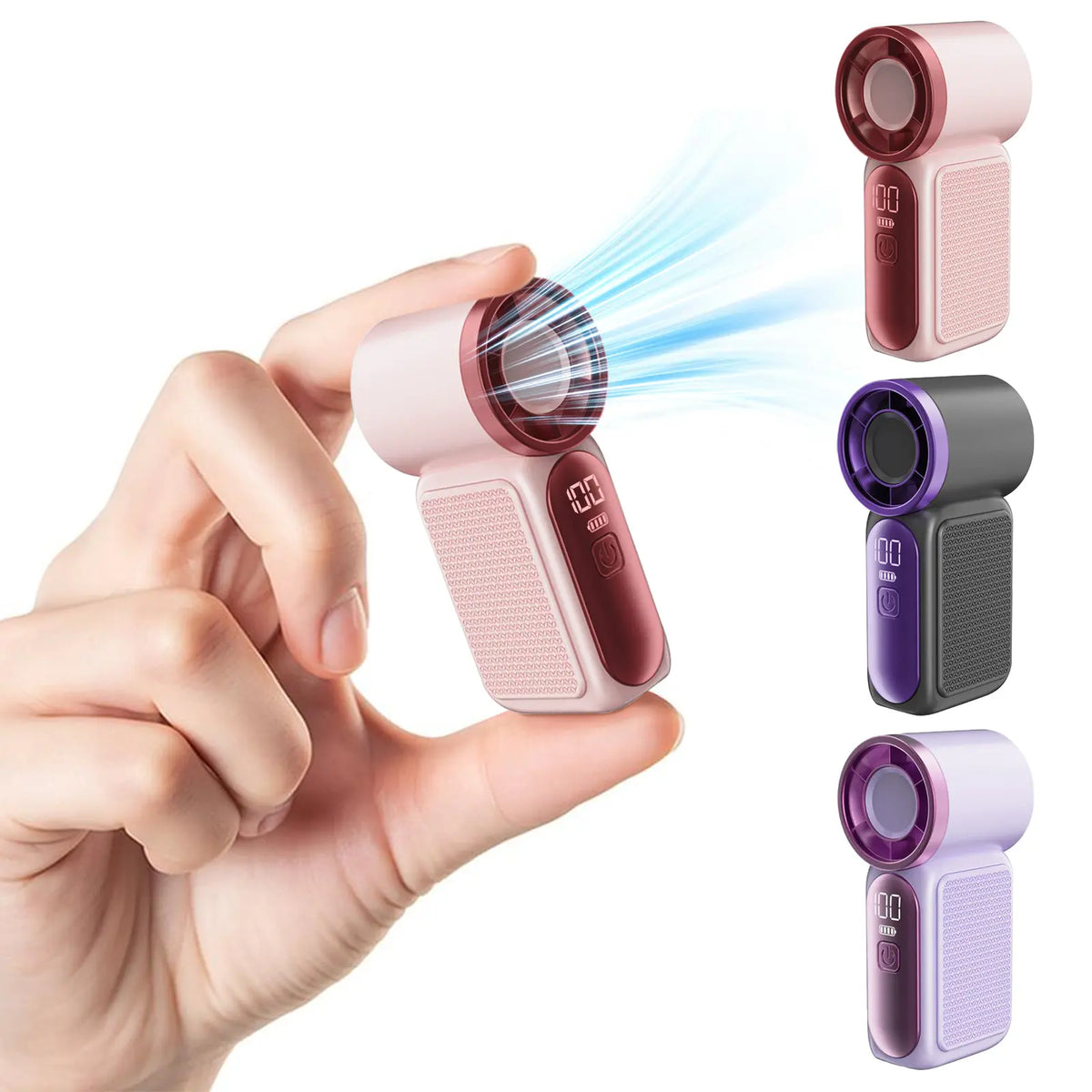 Miniventilador de mano con pantalla LED: ventilador de bolsillo turbo de 6 velocidades para mujer. Recargable por USB, enfriamiento de alta velocidad para viajes y maquillaje. Regalo perfecto. Refrigeración portátil.