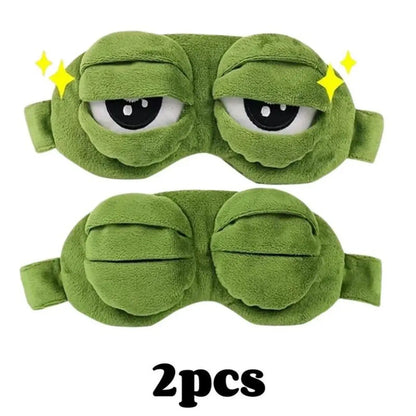 Máscara de ojos de rana en 3D, antifaz suave y adorable con diseño 3D, venda hipoalergénica y portátil para viajes y siestas, regalos originales para adultos