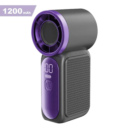 Miniventilador de mano con pantalla LED: ventilador de bolsillo turbo de 6 velocidades para mujer. Recargable por USB, enfriamiento de alta velocidad para viajes y maquillaje. Regalo perfecto. Refrigeración portátil.