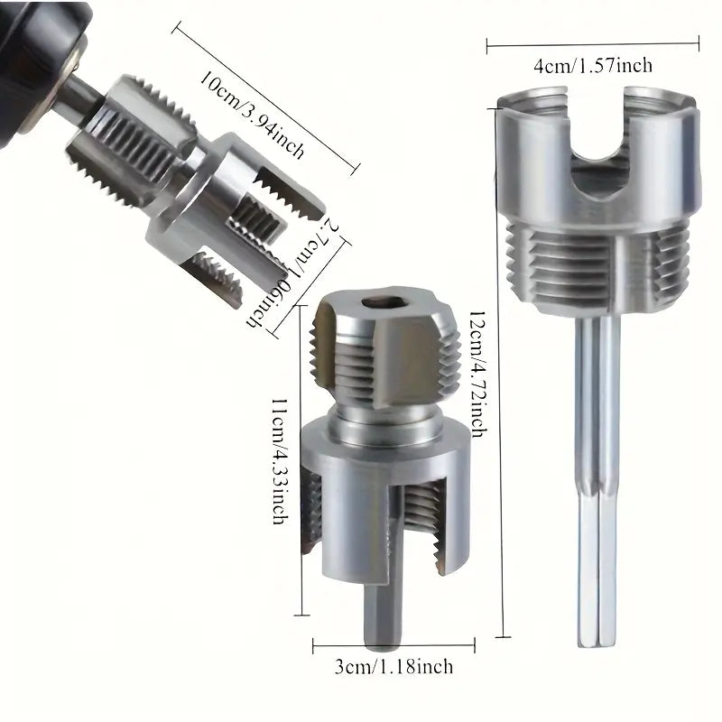 3-Piece Heavy-Duty Alloy Pipe Threading Tool Set - 1/2", 3/4", 1" Internal/External Threads, Electric Drill Compatible PVC/Plastic Pipe Threading Tool, Suitable for DIY and Professional Plumbing Installations (Compatible with PPR, MPP Pipes)