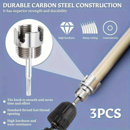 3-Piece Heavy-Duty Alloy Pipe Threading Tool Set - 1/2", 3/4", 1" Internal/External Threads, Electric Drill Compatible PVC/Plastic Pipe Threading Tool, Suitable for DIY and Professional Plumbing Installations (Compatible with PPR, MPP Pipes)