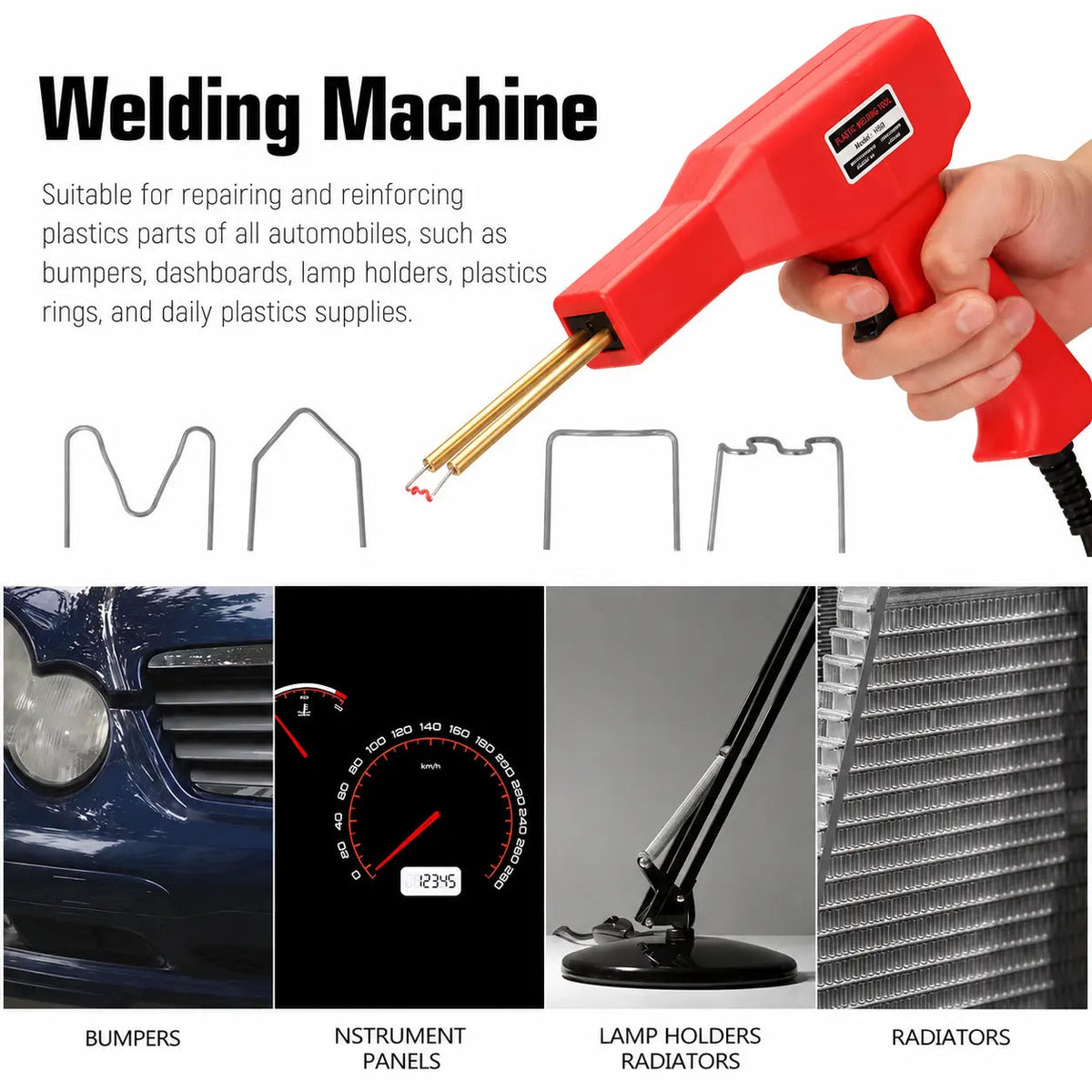 Herramienta de reparación de soldadura plástica para coche, soldador plástico de mano para reparaciones de parachoques y salpicaderos, herramienta de reparación de carrocerías de coche, máquina de soldar portátil