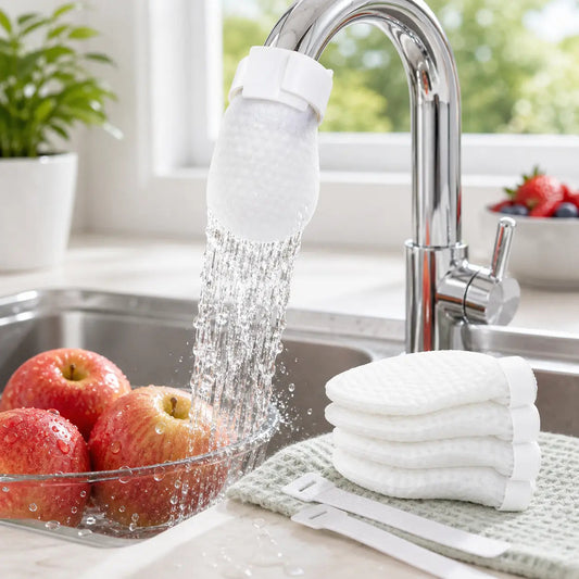 [Fits Faucets < 1"] Cotton Filter Bags Disposable Cotton Faucet Filter Bags with Fastening Straps, Splash-Reducing Tap Water Sediment Filter Sock with Elastic Cuff for Kitchen & Bathroom Faucets