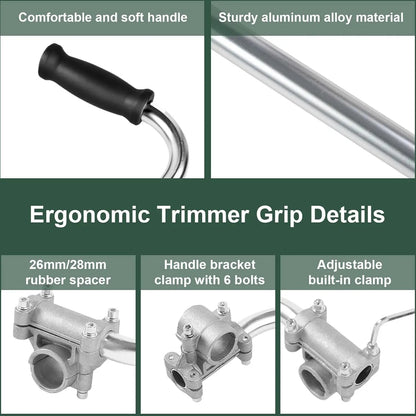 Mango para cortadora de césped, mango de aluminio para cortadora con soporte de clip, mango multifuncional para cortadora de jardín, accesorios para herramientas eléctricas, construcción de aluminio