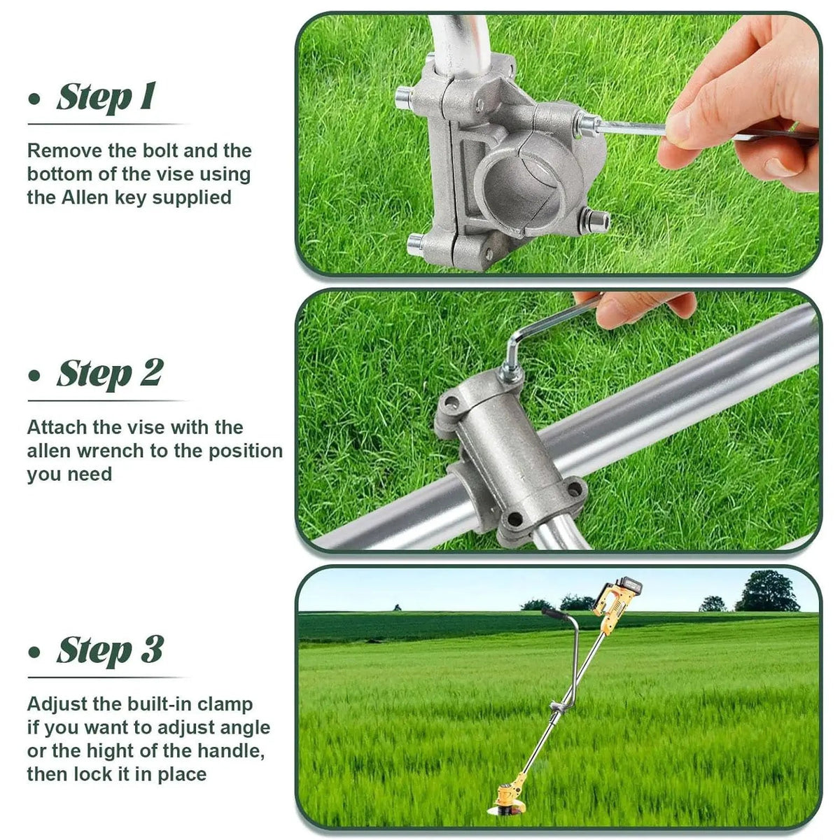 Mango para cortadora de césped, mango de aluminio para cortadora con soporte de clip, mango multifuncional para cortadora de jardín, accesorios para herramientas eléctricas, construcción de aluminio