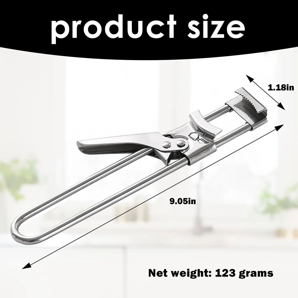 Abrelatas para manos débiles, abrelatas ajustable multifuncional, abridor de frascos y botellas de acero inoxidable para personas mayores con artritis, herramienta manual de agarre para cocina
