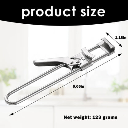 Abrelatas para manos débiles, abrelatas ajustable multifuncional, abridor de frascos y botellas de acero inoxidable para personas mayores con artritis, herramienta manual de agarre para cocina