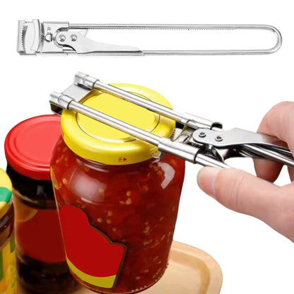 Abrelatas para manos débiles, abrelatas ajustable multifuncional, abridor de frascos y botellas de acero inoxidable para personas mayores con artritis, herramienta manual de agarre para cocina