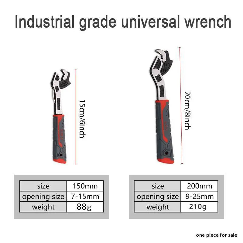 Llave de autoajuste multifuncional, llave flexible para tuberías multimodelo de 6, 8, 10, 12 pulgadas, de apertura rápida para tuberías de agua caliente, juego de llaves para tuberías