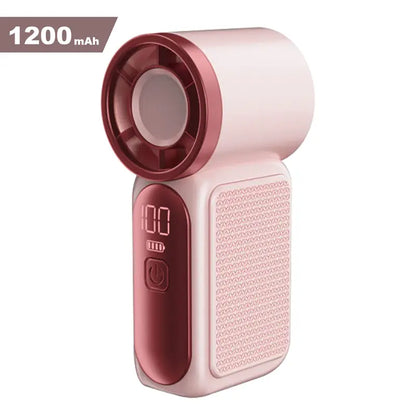 Miniventilador de mano con pantalla LED: ventilador de bolsillo turbo de 6 velocidades para mujer. Recargable por USB, enfriamiento de alta velocidad para viajes y maquillaje. Regalo perfecto. Refrigeración portátil.