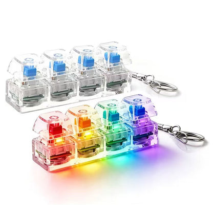 Llavero antiestrés con teclado luminoso, botón de descompresión 4 en 1, regalo antiestrés, color transparente, 1 unidad